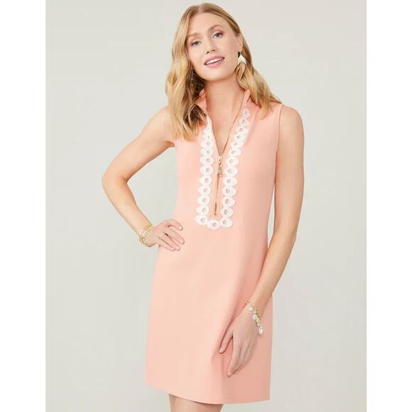 Spartina 449 Womens Serena Coral Pink Half Zip Dress Small - Picture 1 of 8
